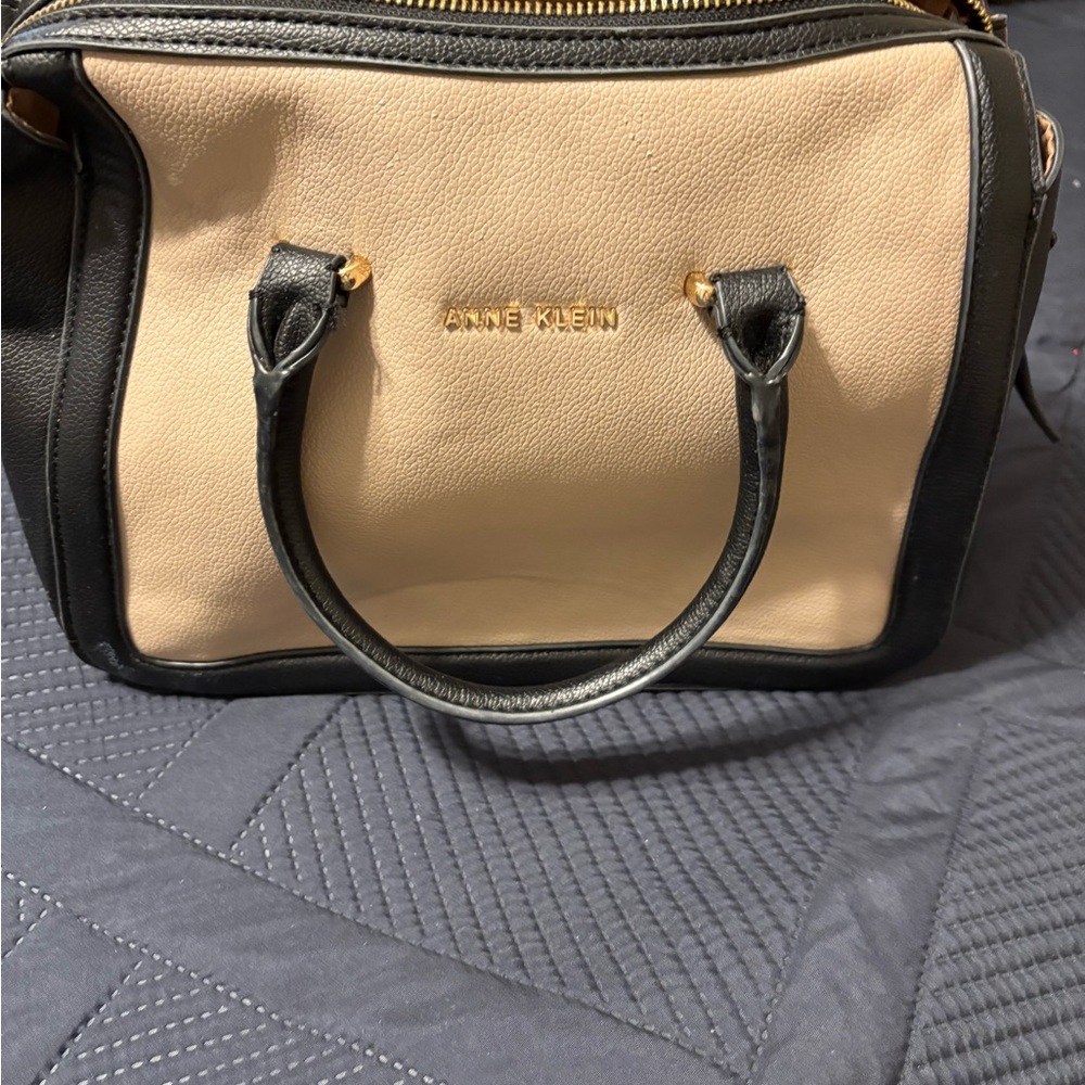 Anne Klein Two-Tone Black and Cream Satchel